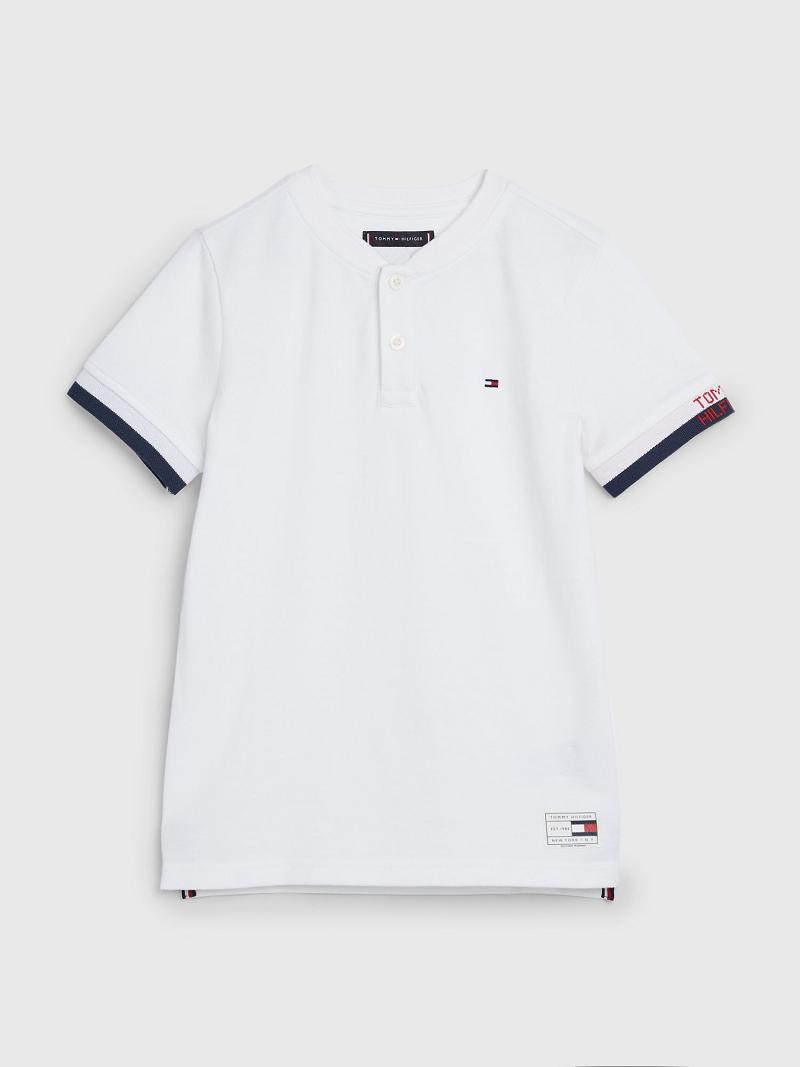 Fiú Tommy Hilfiger Jacquard Polo Ingek Fehér | HU 2164PJJ